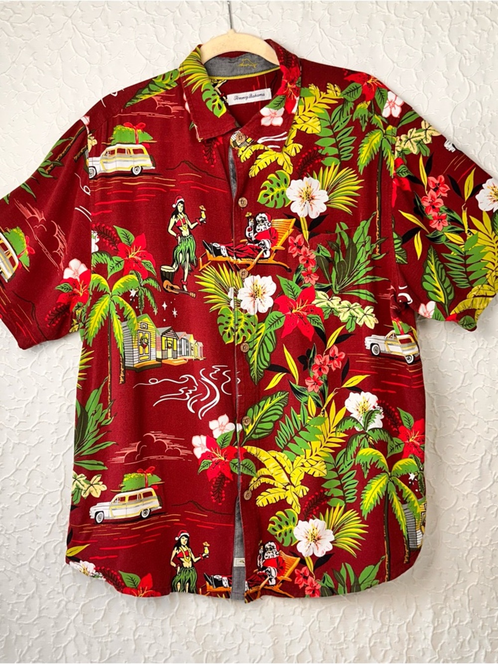 Tommy Bahama Mens Red Hawaiian Aloha Shirt